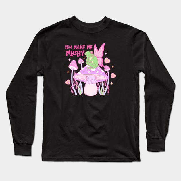 You Make Me Mushy Frog In Love Happy Valentines Day Long Sleeve T-Shirt by Pop Cult Store